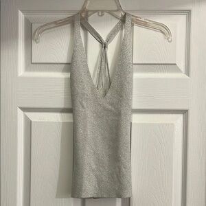 Silver Halter Neck Top